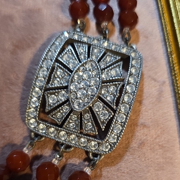 Haley Hill Silver and Burgandy Faceted Beaded Bracelet - Picture 3 of 6